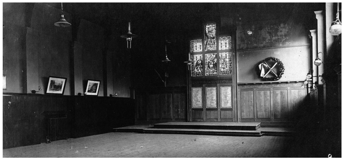 Stained glass window, War Memorial and Roll of Honour